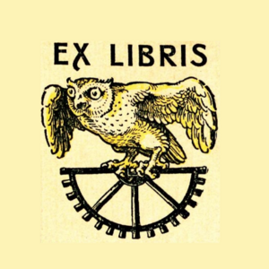 Ex Libris Ehemaliges Ex Libris der Bibliothek: Eine Eule krallt ein halbes Zahnrad.